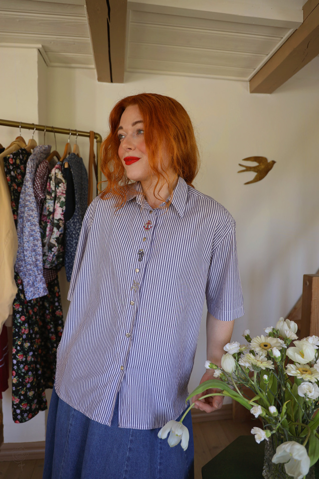 Blue &amp; White Striped Vintage Top | L