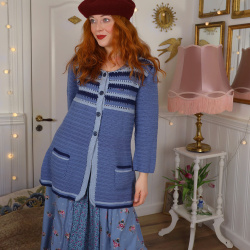 Blue Striped Knitted Cardigan | S