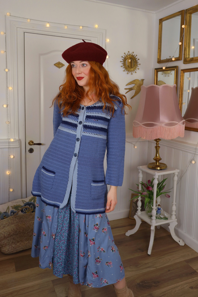 Blue Striped Knitted Cardigan | S