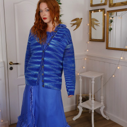 Blue &amp; Turquoise Knitted Cardigan | M