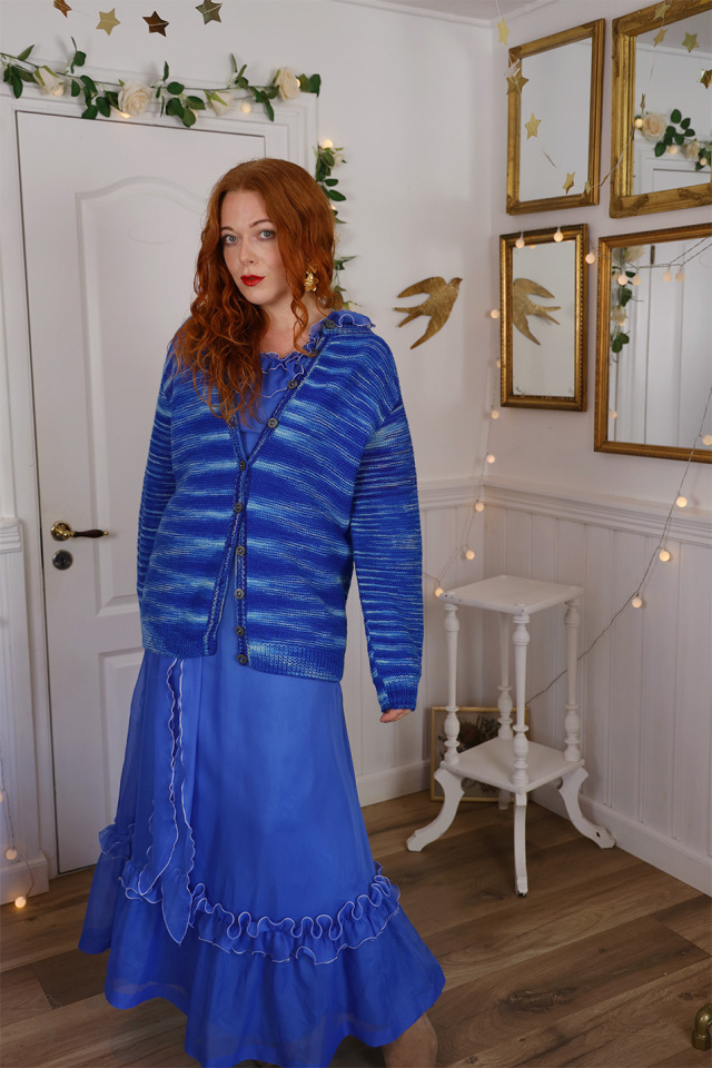 Blue &amp; Turquoise Knitted Cardigan | M