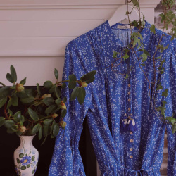 Amara Blue Floral Boho Dress 