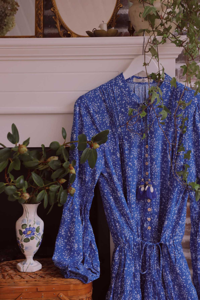 Amara Blue Floral Boho Dress 