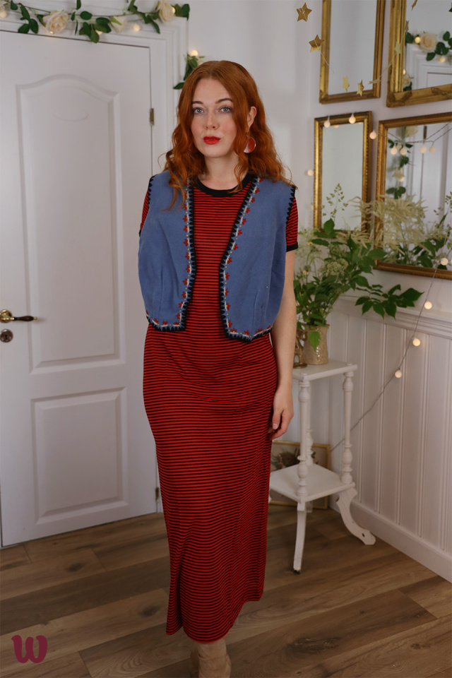 Blue Wool Vintage Waistcoat 