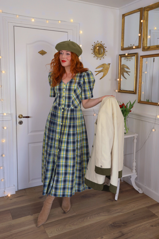 Blue, Yellow &amp; Green Plaid Vintage Dress | S