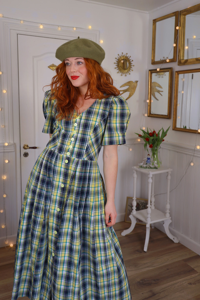 Blue, Yellow &amp; Green Plaid Vintage Dress | S