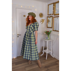 Blue, Yellow & Green Plaid Vintage Dress | S