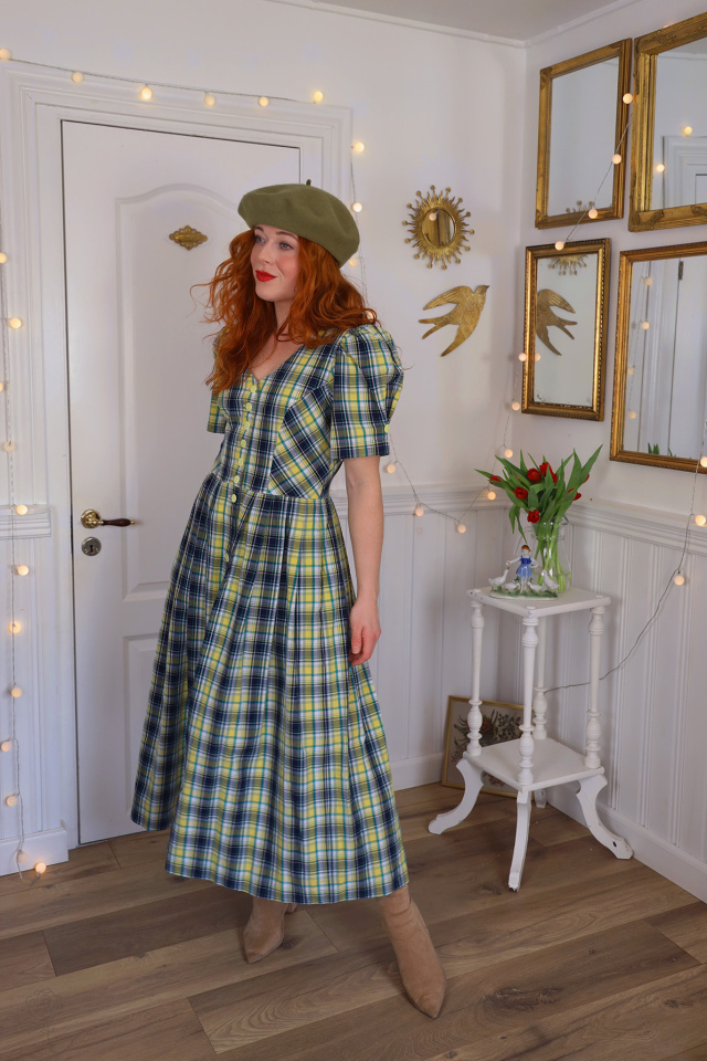 Blue, Yellow &amp; Green Plaid Vintage Dress | S