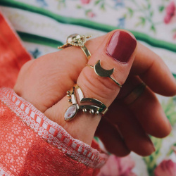 Delicate Moon Brass Ring