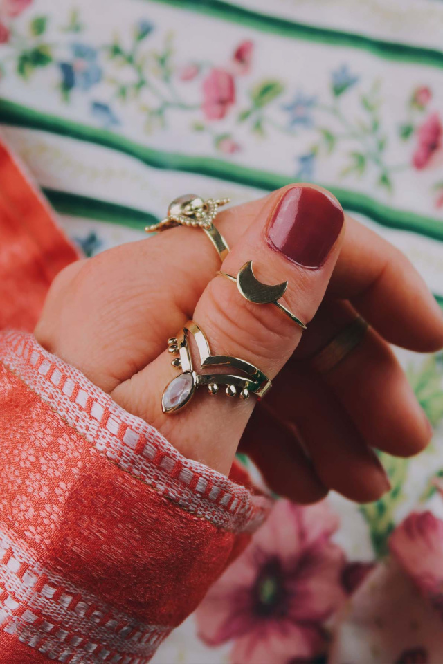 Delicate Moon Brass Ring