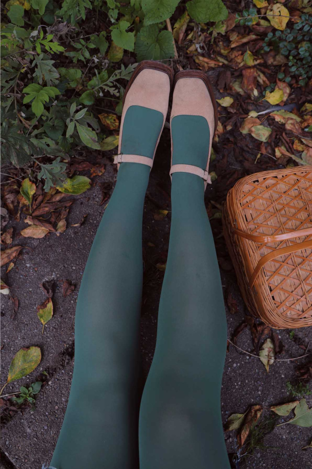 Bottle Green Happy Tights