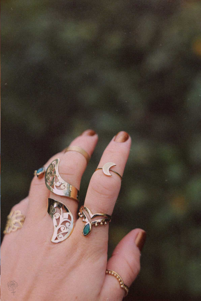 Delicate Moon Brass Ring