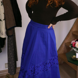 Bold Blue Cotton Vintage Skirt | S