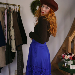 Bold Blue Cotton Vintage Skirt | S