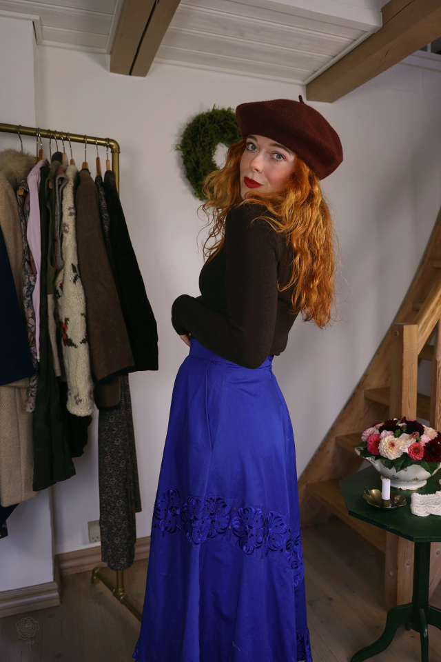 Bold Blue Cotton Vintage Skirt | S