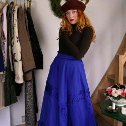 Bold Blue Cotton Vintage Skirt | S