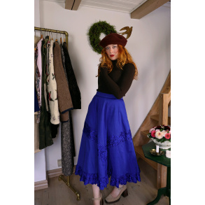 Bold Blue Cotton Vintage Skirt | S