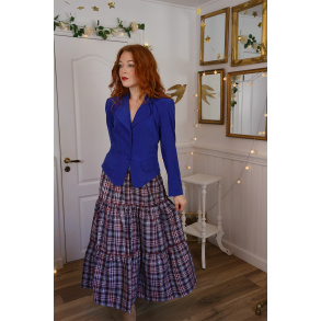 Bright Blue Velvet Vintage Blazer | S