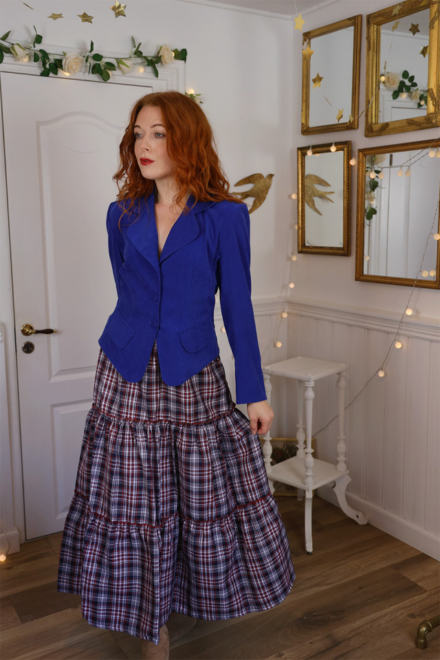Bright Blue Velvet Vintage Blazer | S