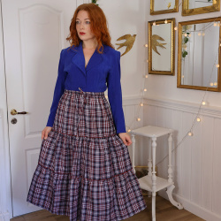 Bright Blue Velvet Vintage Blazer | S