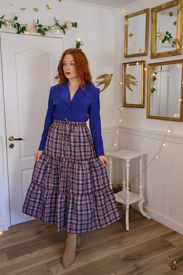 Bright Blue Velvet Vintage Blazer | S