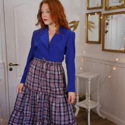 Bright Blue Velvet Vintage Blazer | S