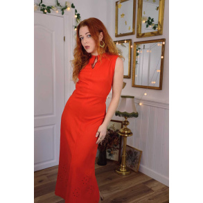 Warm Orange 70's Maxi Dress | S