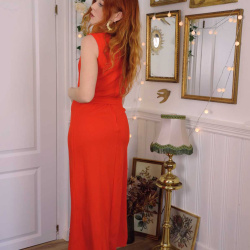 Warm Orange 70's Maxi Dress | S