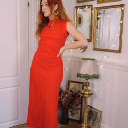 Warm Orange 70's Maxi Dress | S