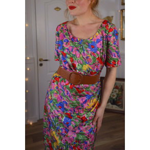 Bright Floral Spring Dream Vintage Dress | M