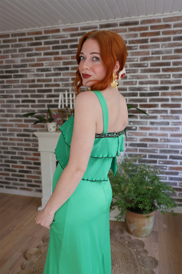 Bright Green 70's Maxi Vintage Dress | S