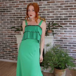 Bright Green 70's Maxi Vintage Dress | S