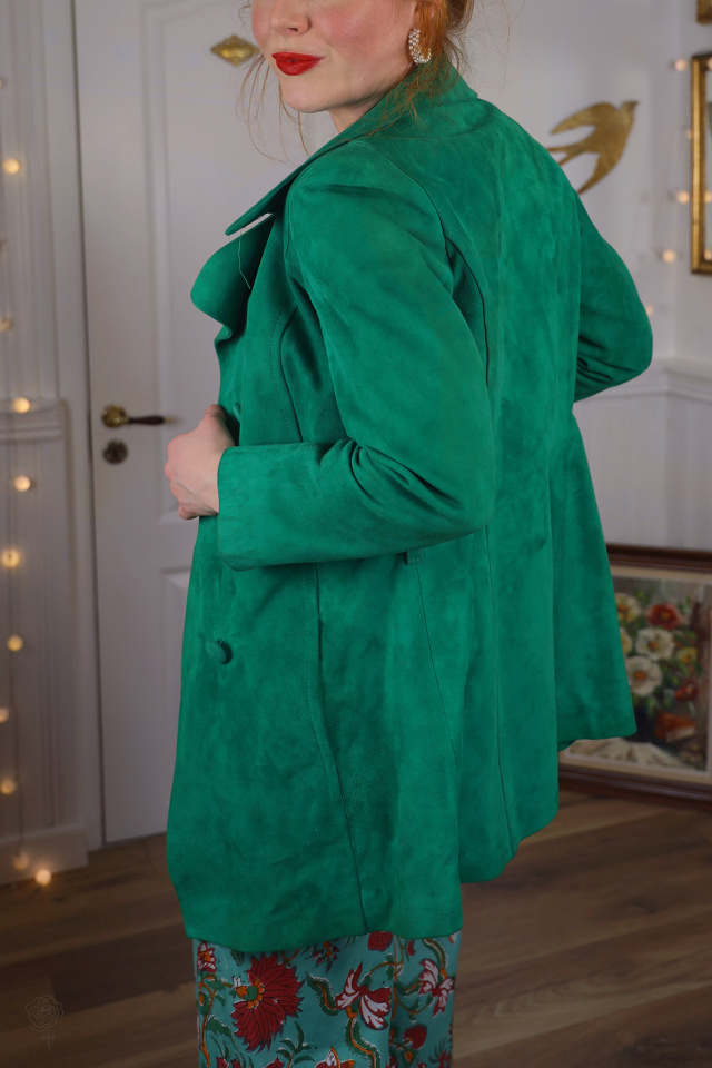 Stunning Green Suede Leather Vintage Jacket | S