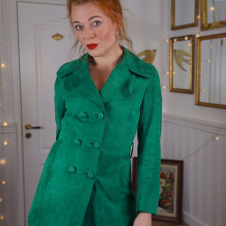 Stunning Green Suede Leather Vintage Jacket | S