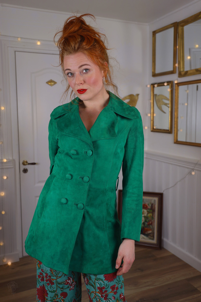 Stunning Green Suede Leather Vintage Jacket | S
