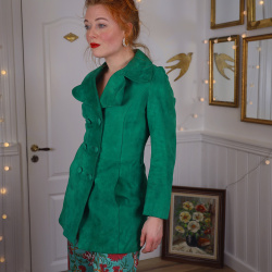 Stunning Green Suede Leather Vintage Jacket | S