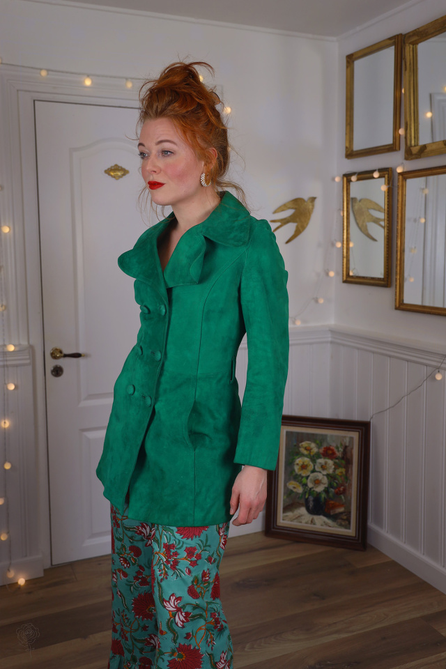 Stunning Green Suede Leather Vintage Jacket | S