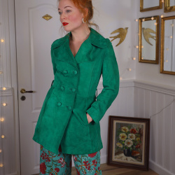 Stunning Green Suede Leather Vintage Jacket | S