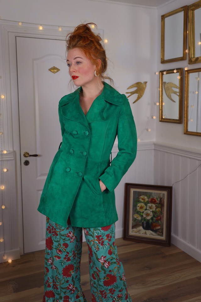 Stunning Green Suede Leather Vintage Jacket | S