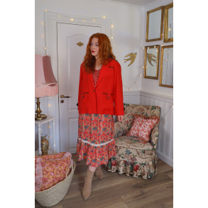 Light Bright Red Vintage Blazer Jacket | XL