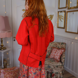 Light Bright Red Vintage Blazer Jacket | XL