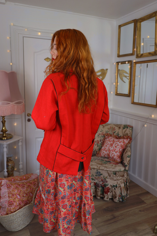 Light Bright Red Vintage Blazer Jacket | XL