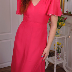 Bright Pink 70's Maxi Dress | S
