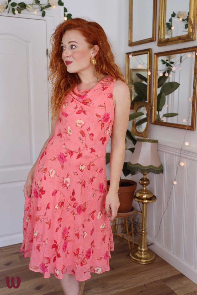 Bright Pink Floral 90's Dress | S