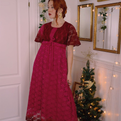 Bright Pink Lace 60's Gown | S