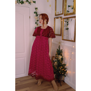 Bright Pink Lace 60's Gown | S
