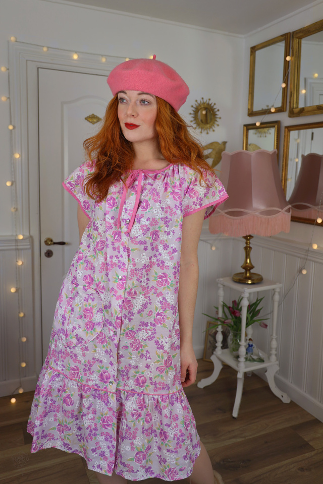 Pink Floral Summer Dress or Night Gown | S/M