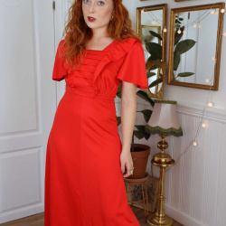 Stunning Red 70's Maxi Dress | XS