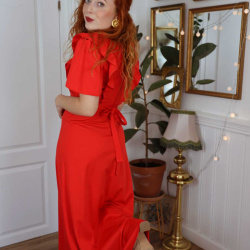 Stunning Red 70's Maxi Dress | XS