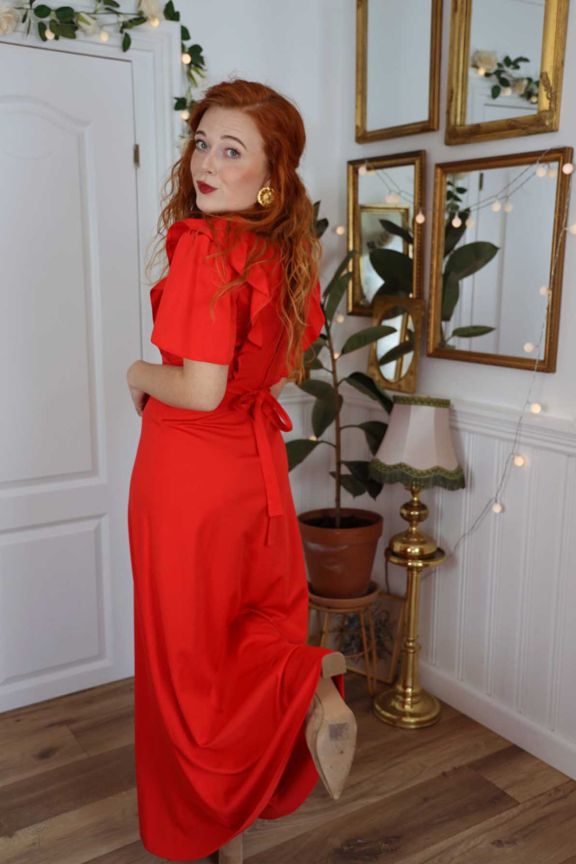 Stunning Red 70's Maxi Dress | XS